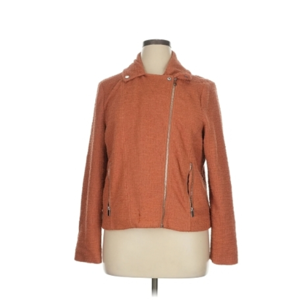 Women’s Textured Zip Jacket in Rust